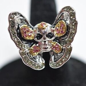 New EvBea Butterfly Rhinestone Glam Biker Goth Stainless Size 6 Ring